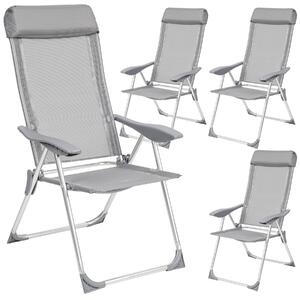 Tectake 402181 4 sedie da giardino in alluminio con poggiatesta - grigio