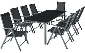 Tectake 402164 set di sedute e tavolo in alluminio 8+1 - grigio scuro