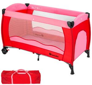 Tectake 402415 lettino da viaggio per bambini 126 x 65 x 80 cm con borsa per il trasporto - rosa fucsia