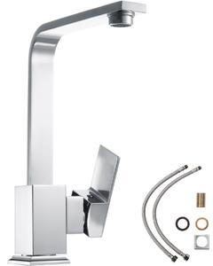 Tectake 402681 rubinetto dell’acqua rubinetto da cucina orientabile a 360° - grigio