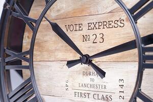 Orologio da parete Stile Vintage da 39 cm con numeri romani in Finto legno rotondo marrone