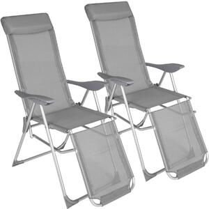 Tectake 402763 set di 2 sedie pieghevoli jana in alluminio con poggiatesta e poggiapiedi - grigio