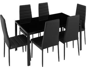 Tectake 404381 set di mobili per sala da pranzo brandenburg 6+1 - nero/nero