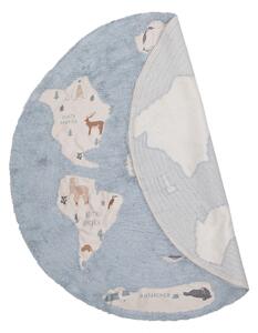 Zanetti Tappeto Rotondo per bambini Mappa del Mondo in cotone 140x140 cm 2 Colori Bluette