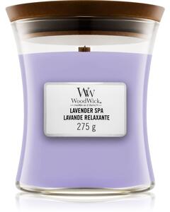 Woodwick Lavender Spa candela profumata con stoppino in legno 275 g