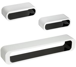 Tectake 403186 set di 3 mensole liv - nero/bianco