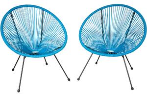 Tectake 404409 set di 2 sedie santana retro in stile acapulco - blu