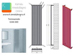 Radiatore bagno 1800x420 mm colore nero opaco 6 elementi verticali KAM-369N - KAMALU
