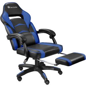 Tectake 404743 sedia da ufficio racing comodo con poggiapiedi - nero/blu