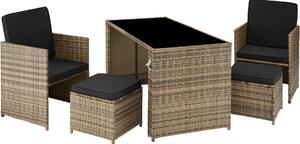 Tectake 403563 salottino in rattan palermo 2 + 2 + 1 - naturale