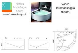 Vasca idromassaggio semicircolare 150x150cm modello 9000K - KAMALU