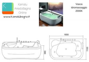 Vasca idromassaggio con poggiatesta per 2 persone modello 2000K - KAMALU