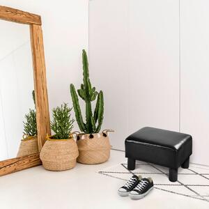Costway Pouf poggiapiedi rettangololare per metterci le scarpe, Sgabello imbottito basso in PU 40x30x24cm Nero