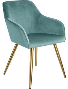 Tectake 403655 sedia marilyn effetto velluto oro - turchese/oro