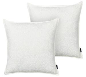 Set di 2 cuscini decorativi in tessuto felpato con motivo a tinta unita  bianco crema divano camera da letto salotto Beliani