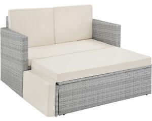 Tectake 403687 divano lounge in rattan corfù - grigio chiaro