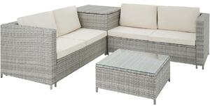 Tectake 404626 salottino in rattan siena - grigio chiaro/crema