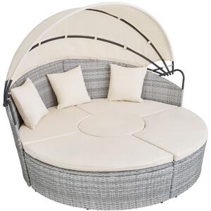 Tectake 403736 divano prendisole in alluminio e rattan - grigio chiaro