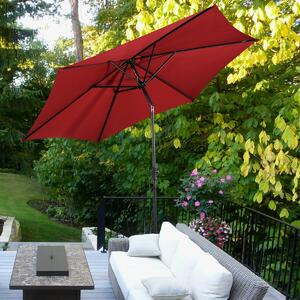 Costway Ombrellone da giardino in metallo Parasole da esterno e spaggia Ø300cm Rosso Bordeaux