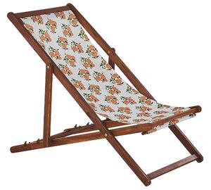 Set di 2 sedie a sdraio da giardino con struttura in legno di acacia scuro motivo arance in tessuto amaca sedile reclinabile pieghevole Tele di Sostituzione Beliani