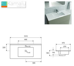 Mobile bagno 100cm con lavabo a incasso installazione sospesa TOD-100LA - KAMALU