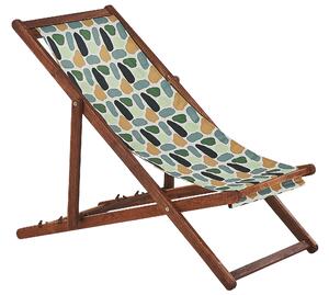 Set di 2 sedie a sdraio da giardino con struttura in legno di acacia scuro motivo geometrico in tessuto amaca sedile reclinabile pieghevole Tele di Sostituzione Beliani