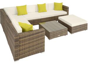 Tectake 403755 set lounge da giardino marbella con telaio in alluminio - naturale