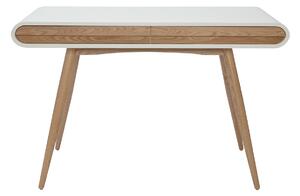 Scrivania con ripiani 2 cassetti scandinava legno chiaro e bianco L120 cm BJORG