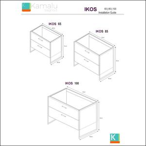 Composizione bagno a terra 85cm: mobile con lavabo, specchio contenitore e pensile IKOS-85 - KAMALU