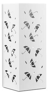 Costway Ombrello secchio quadro in ferro Portaombrelli con 2 ganci 19x19x50cm Bianco