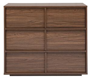 Cassettiera finitura legno scuro noce 3 cassetti L90 cm LOTHAIRE