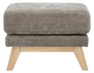 Pouf poggiapiedi scandinavo in tessuto effetto velluto testurizzato tortora e legno chiaro OSLO