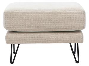 Pouf poggiapiedi in tessuto ciniglia beige e metallo OSLO