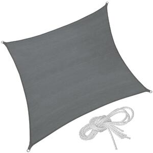 Tectake 403892 vela ombreggiante quadrata in polietilene, grigio - 300 x 300 cm