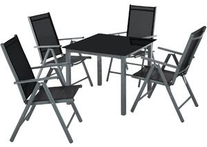 Tectake 403905 set di sedute e tavolo in alluminio 4+1 - antracite