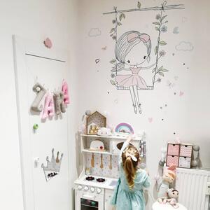 Adesivo da parete - Fata INSPIO sull'altalena in vestitino rosa cipria