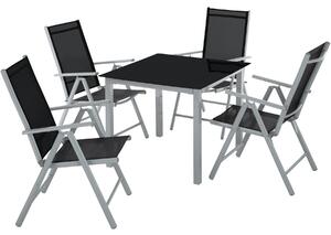 Tectake 403906 set di sedute e tavolo in alluminio 4+1 - argento