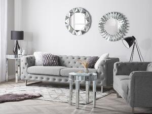 Set divani 5 posti con bottoni trapuntati color grigio chiaro in stile Chesterfield soggiorno Beliani