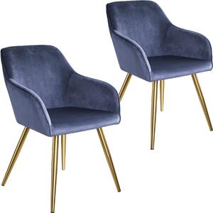 Tectake 403994 2x sedia marilyn effetto velluto oro - blu/oro