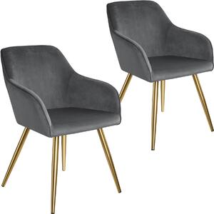 Tectake 404010 2x sedia marilyn effetto velluto oro - grigio scuro/oro