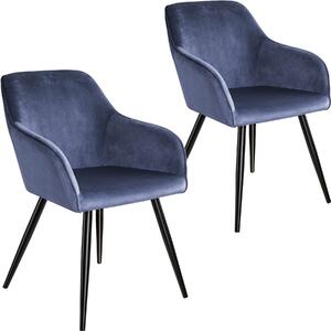 Tectake 404022 2x sedia marilyn effetto velluto nero - blu/nero