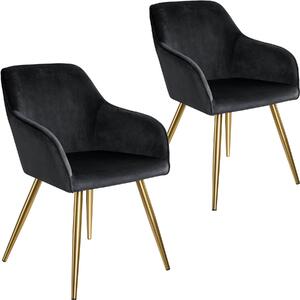 Tectake 404014 2x sedia marilyn effetto velluto oro - nero/oro