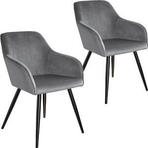 Tectake 404034 2x sedia marilyn effetto velluto nero - grigio/nero
