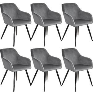 Tectake 404036 6x sedia marilyn effetto velluto nero - grigio/nero
