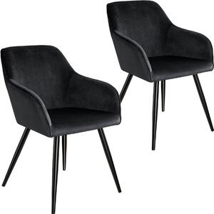 Tectake 404050 2x sedia marilyn effetto velluto nero - nero