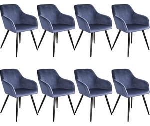 Tectake 404025 8x sedia marilyn effetto velluto nero - blu/nero