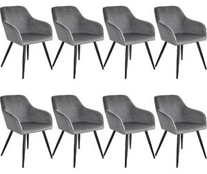Tectake 404037 8x sedia marilyn effetto velluto nero - grigio/nero