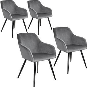 Tectake 404035 4x sedia marilyn effetto velluto nero - grigio/nero