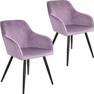 Tectake 404030 2x sedia marilyn effetto velluto nero - lilla/nero