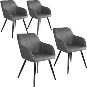 Tectake 404063 4x sedia marilyn tessuto - grigio/nero